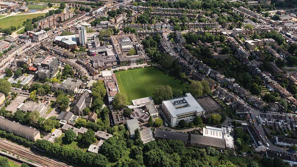 Aerial photo of Goldsmiths and New Cross, London