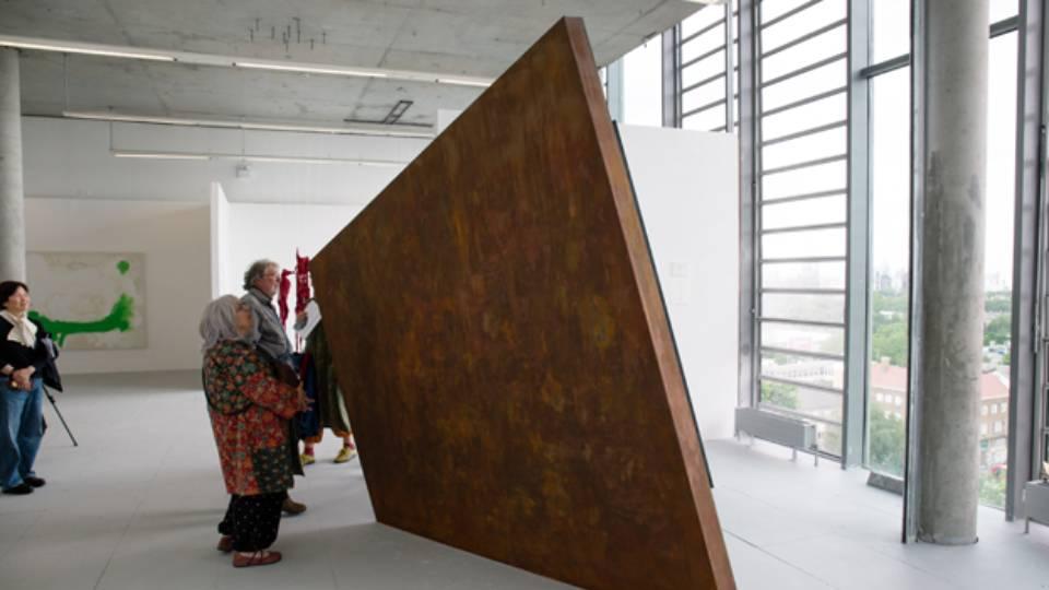 Visitors at this year's degree show admire work of Yujin Chung