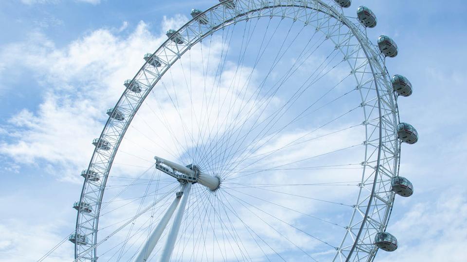 London Eye against a blue sky