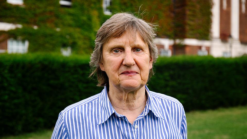 Portrait photograph of Margaret Bird, Director of POD, on College Green