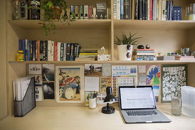 A student desk in halls