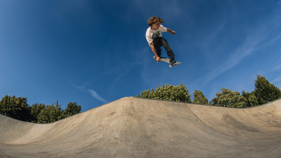 young male skateboarding